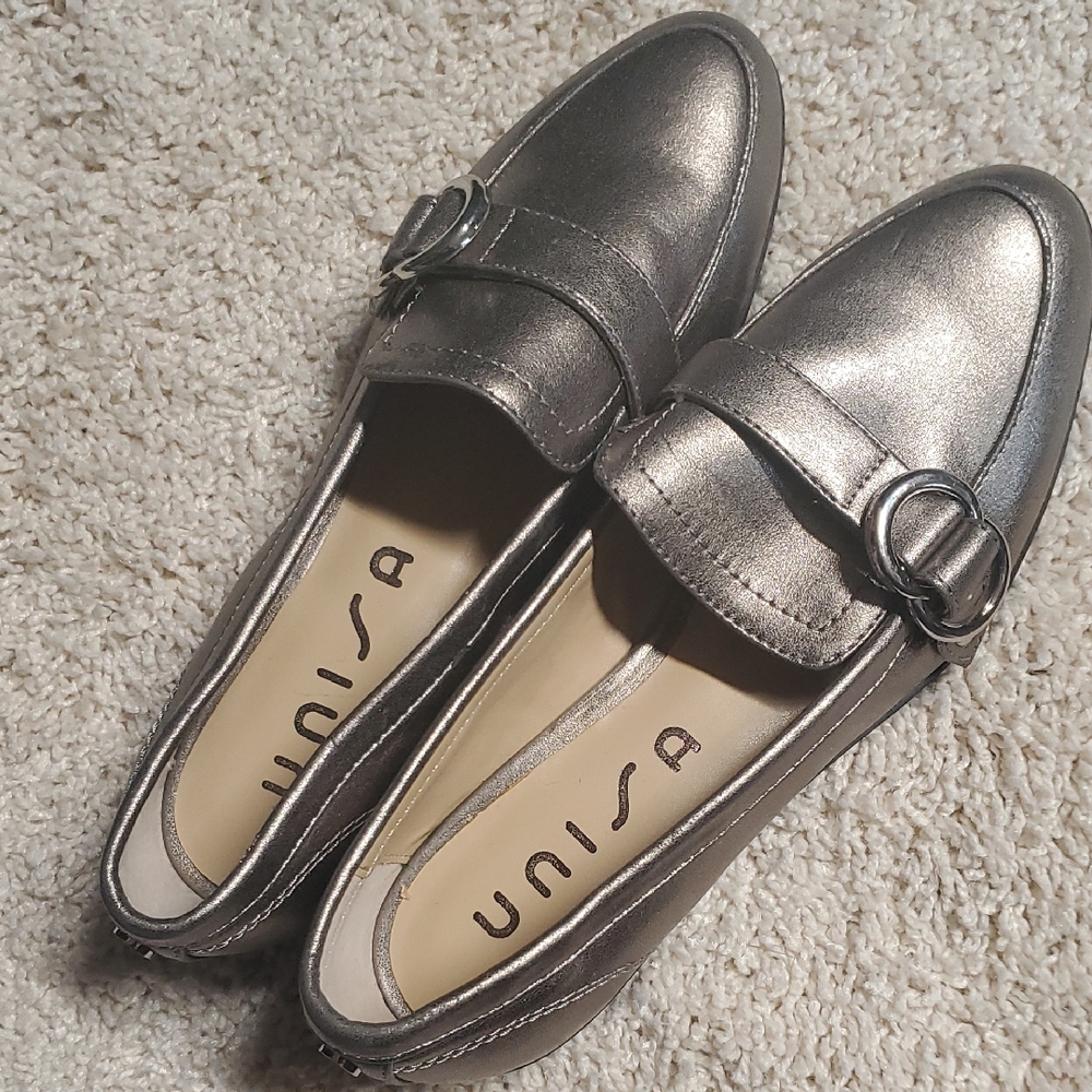 Unisa Silver Flats with Monk Strap Detail